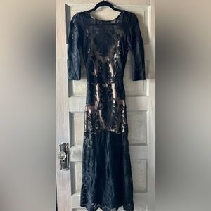 Vintage For Love and Lemons Black Lace Nude Dress XS